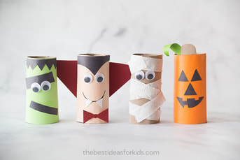 toilet paper roll Halloween crafts, kids' crafts, DIY, toilet paper roll characters, Halloween character crafts