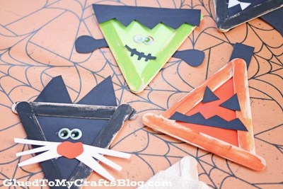 Halloween character popsicle stick DIY craft